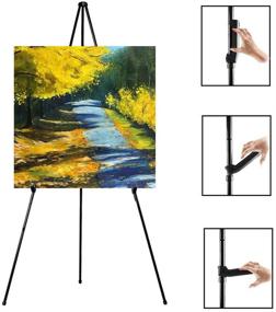 img 2 attached to 🖌️ Black Steel Metal Telescoping Art Easel - 63'' Tall Folding Display Easel for Shows and Posters, Easy Assembly, 1-Pack