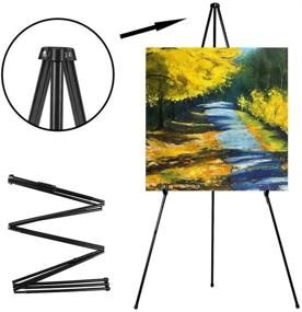 img 1 attached to 🖌️ Black Steel Metal Telescoping Art Easel - 63'' Tall Folding Display Easel for Shows and Posters, Easy Assembly, 1-Pack