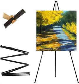 img 4 attached to 🖌️ Black Steel Metal Telescoping Art Easel - 63'' Tall Folding Display Easel for Shows and Posters, Easy Assembly, 1-Pack
