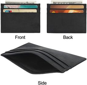 img 1 attached to 🔒 RFID NFC Blocking Slim Minimalist Wallets for Men & Women - Front Pocket Card Holder Wallet in Black, Brown, and Red