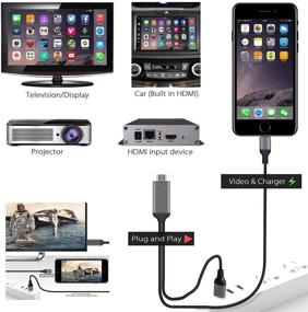 img 2 attached to 🔌 Адаптер-кабель Apple Lightning to HDMI высокого качества для iPhone и iPad - 6.6ft, сертифицирован Apple MFi, конвертер синхронизации экрана 1080P HDMI для телевизора/проектора/монитора - черный