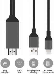 img 3 attached to 🔌 Адаптер-кабель Apple Lightning to HDMI высокого качества для iPhone и iPad - 6.6ft, сертифицирован Apple MFi, конвертер синхронизации экрана 1080P HDMI для телевизора/проектора/монитора - черный