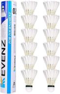 kevenz 12-pack badminton shuttlecocks, goose feather birdies for high speed, stability, and durability логотип