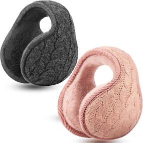 img 4 attached to Foldable Warmers Adjustable Knitted Earmuffs Girls' Accessories