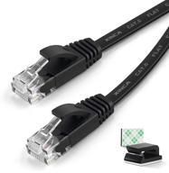 🐈 xinca cat6 ethernet cable 50 ft - high-speed black lan cable with 25 cable clips for computer/modem/router/x-box - faster than cat5e/cat5 logo