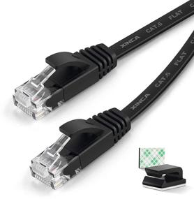 img 4 attached to 🐈 XINCA Cat6 Ethernet Cable 50 Ft - High-Speed Black LAN Cable with 25 Cable Clips for Computer/Modem/Router/X-Box - Faster Than Cat5E/Cat5