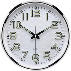 img 3 attached to 🕓 Plumeet Night Light Wall Clocks - 13 Inch Silent Non-Ticking Glow-in-the-Dark Function - Ideal for Home Kitchen Bedroom - Battery Operated with Large Numbers (Green)