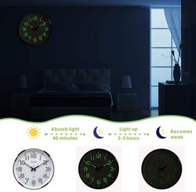 img 2 attached to 🕓 Plumeet Night Light Wall Clocks - 13 Inch Silent Non-Ticking Glow-in-the-Dark Function - Ideal for Home Kitchen Bedroom - Battery Operated with Large Numbers (Green)