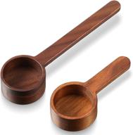 ☕️ set of 2 wooden measuring coffee scoops in walnut wood – ground coffee scoop and spoon for coffee beans, ground beans, protein powder, spices, tea – 3.86 inch and 6.65 inch logo