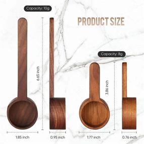 img 2 attached to ☕️ Set of 2 Wooden Measuring Coffee Scoops in Walnut Wood – Ground Coffee Scoop and Spoon for Coffee Beans, Ground Beans, Protein Powder, Spices, Tea – 3.86 Inch and 6.65 Inch