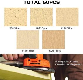 img 3 attached to 🔸 LotFancy 50PCS Sanding Pads for Black & Decker Mouse Sanders - Assorted Grit Sandpaper Sheets with Hook and Loop Detail Palm Sander, 12 Holes