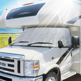 img 4 attached to MOFEEZ RV Windshield Cover: Complete Privacy & UV Block for Class C Ford 1997-2020 (White Color with Mirror Cutouts)