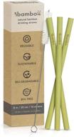 ibambo 10 pack natural bamboo drinking straws - eco-friendly, sustainable, reusable straws - 8 inch bamboo straws with straw cleaner - biodegradable alternative to plastic, stainless steel & glass logo