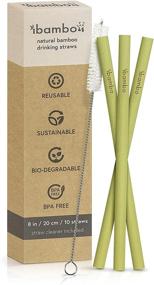 img 4 attached to Ibambo 10 Pack Natural Bamboo Drinking Straws - Eco-Friendly, Sustainable, Reusable Straws - 8 inch Bamboo Straws with Straw Cleaner - Biodegradable Alternative to Plastic, Stainless Steel & Glass