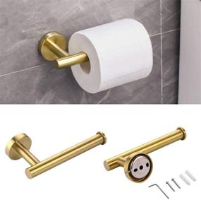 img 1 attached to 🛁 Ntipox 4 Piece Brushed Gold Stainless Steel Bathroom Hardware Set - Towel Ring, Toilet Paper Holder, and 2 Robe Towel Hooks: Complete Bathroom Accessories Kit