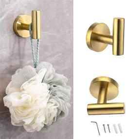 img 2 attached to 🛁 Ntipox 4 Piece Brushed Gold Stainless Steel Bathroom Hardware Set - Towel Ring, Toilet Paper Holder, and 2 Robe Towel Hooks: Complete Bathroom Accessories Kit