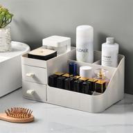 💄 white yarlung plastic makeup organizer with 3 drawers - cosmetic storage box for lipsticks, desktop sundry case - ideal for bathroom vanity, counter, shelf logo