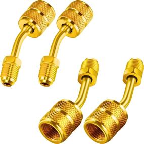 img 4 attached to 🔌 R410a Charging Vacuum Port Adapter Brass Converter: 5/16 Inch SAE Female to 1/4 Inch SAE Male Flare (4 Packs)