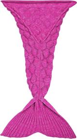 img 2 attached to TEKI Mermaid Tail Blanket for Girls - Crochet Sleep Blanket in Rose with Fish-Scale Pattern, Full-Body Fishtail Design for All-Season Napping Coverlet