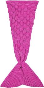 img 3 attached to TEKI Mermaid Tail Blanket for Girls - Crochet Sleep Blanket in Rose with Fish-Scale Pattern, Full-Body Fishtail Design for All-Season Napping Coverlet