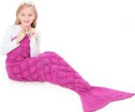 teki mermaid tail blanket for girls - crochet sleep blanket in rose with fish-scale pattern, full-body fishtail design for all-season napping coverlet logo