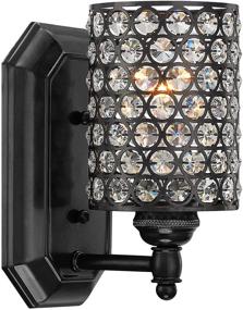 img 3 attached to 💡 Doraimi 1 Light Crystal Wall Sconce: Modern Black Finish with Opal Shade - Ideal for Bathrooms and Bedrooms