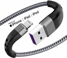 img 4 attached to 📱 Apple MFi Certified 3 Pack 1ft iPhone Charger, Short Lightning Cable With Strong Nylon Braided Charging, Fast USB Cord for Apple iPhone 11/ X/XS/XR/8/7/6/5S/SE/iPad Mini Air (Grey)