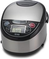 tiger jax-t10u-k 5.5-cup (uncooked) micom stainless steel black rice cooker with food steamer & slow cooker logo