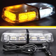 🚨 hazard emergency warning 36 leds 36 watts high intensity mini light bar ip66 waterproof and magnetic base - ideal for snow plow vehicles, cars, and trucks logo