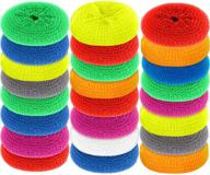 🌈 30 pieces of non-scratch plastic dish scrubbers in assorted rainbow colors logo