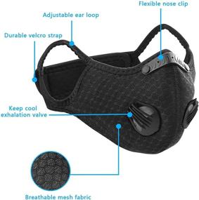 img 2 attached to 🏃 Neovivi Reusable Carbon Activated Anti-Fog Sports Face Cover with Filters - Black Cloth Cover for Women and Men