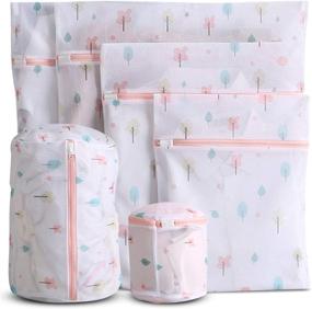 img 4 attached to 🌸 WestonBasics 6-Pack Delicate Mesh Laundry Bags with Cute Prints - Travel Storage Organizer, Ideal for Clothes, Bras, Underwear, Socks, Lingerie - PINK FLORAL Design