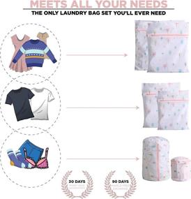 img 1 attached to 🌸 WestonBasics 6-Pack Delicate Mesh Laundry Bags with Cute Prints - Travel Storage Organizer, Ideal for Clothes, Bras, Underwear, Socks, Lingerie - PINK FLORAL Design