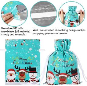 img 2 attached to 🎁 30pcs Holiday Drawstring Gift Bags for Xmas Presents - Christmas Foil Wrapping Sacks, Ideal for Parties & Favor Gifts (Small, Medium, Large)