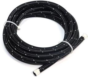 img 3 attached to 🔌 LTI 10FT Universal 4AN 1/4" CPE Oil/Gas/Fuel Line Hose Nylon & Stainless Steel Braided - 2 Tones (-AN4 Black/Silver)