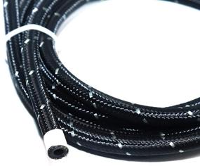 img 2 attached to 🔌 LTI 10FT Universal 4AN 1/4" CPE Oil/Gas/Fuel Line Hose Nylon & Stainless Steel Braided - 2 Tones (-AN4 Black/Silver)