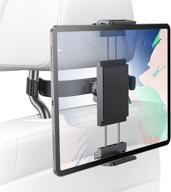 🚗 stable car headrest mount: lisen tablet holder for back seat with 3x stability, compatible with 4.7-12.9" cellphones & tablets, adjustable headrest stand & cradle for headrest posts width 2.8in-6.9in (70mm-175mm), in black logo