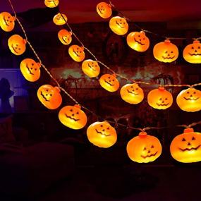 img 4 attached to 🎃 Halloween Decorations 19.7Ft 40 LED Pumpkin String Lights: Spooky Battery Operated Indoor/Outdoor Halloween Decor Clearance Sale!