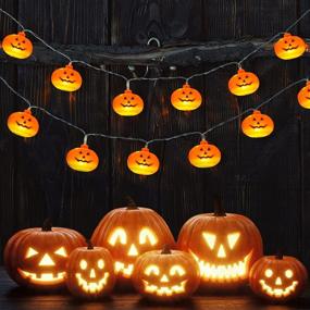 img 3 attached to 🎃 Halloween Decorations 19.7Ft 40 LED Pumpkin String Lights: Spooky Battery Operated Indoor/Outdoor Halloween Decor Clearance Sale!