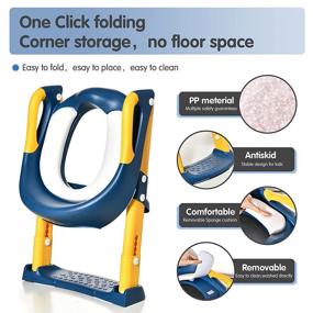 img 3 attached to 🚽 Potty Training Toilet Seat with Ladder - Adjustable Foldable Chair for Toddlers - Non-Slip Step & Comfortable Cushion - Safe & Easy Potty Training - Blue-Yellow