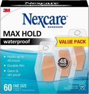 🏥 nexcare max hold waterproof bandages- 60 count, effective wound care for scrape, cuts, and adhesive needs- clear assorted, transparent design логотип