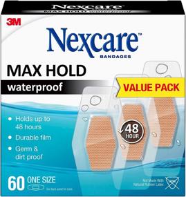 img 4 attached to 🏥 Nexcare Max Hold Waterproof Bandages- 60 Count, Effective Wound Care for Scrape, Cuts, and Adhesive Needs- Clear Assorted, Transparent Design