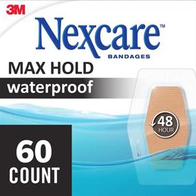 img 3 attached to 🏥 Nexcare Max Hold Waterproof Bandages- 60 Count, Effective Wound Care for Scrape, Cuts, and Adhesive Needs- Clear Assorted, Transparent Design