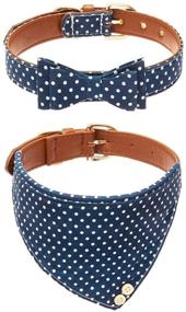 img 4 attached to 🐶 Stylish and Adjustable EXPAWLORER Bow Tie Dog Collar with Bell - 2 Pack Classic Plaid Collars for Puppy Cats, Includes Bowtie Bandana!