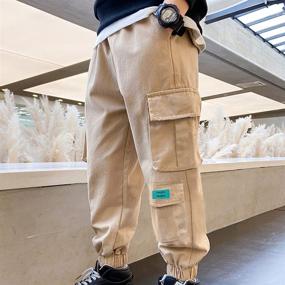 img 2 attached to Casual School Drawstring Jogger Pockets Boys' Clothing in Overalls