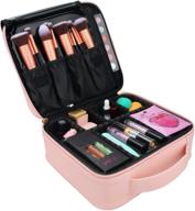 💄 relavel pink makeup case: travel-friendly organizer for women with adjustable dividers and brush storage logo