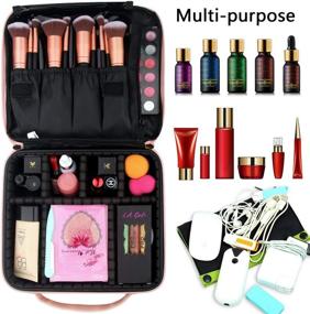 img 1 attached to 💄 Relavel Pink Makeup Case: Travel-friendly Organizer for Women with Adjustable Dividers and Brush Storage