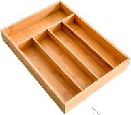 🎋 bamboo kitchen drawer organizer - 100% organic cutlery and utensil tray - ideal for kitchen, bathroom, desk - 5 compartment drawer divider логотип