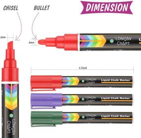 img 2 attached to Длинан Крафт Жидкие маркеры для досок с 24 наклейками для досок, двусторонние насадки 6 мм - набор из 5 белых маркеров для досок на не пористых поверхностях.