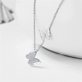 img 1 attached to 🦋 SHERLOVE Delicate Gold/Silver Butterfly Pendant Necklace, 14K Gold Filled/Sterling Silver Filled CZ Double Butterfly Necklaces, Minimalist Everyday Necklace for Women Girls 16.5''+2'' Rolo Chain